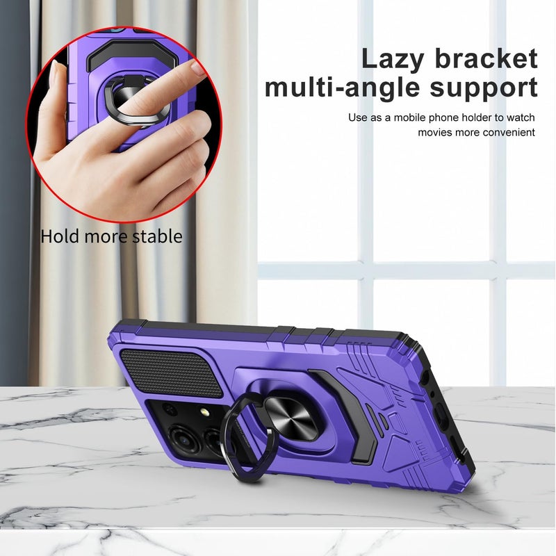 Mocotto for TCL K32/K33 5G 2025 Phone Case with Tempered Glass Screen Protector,Military Grade Shockproof Protective Cover,with Ring Kickstand (Purple) - Image 4